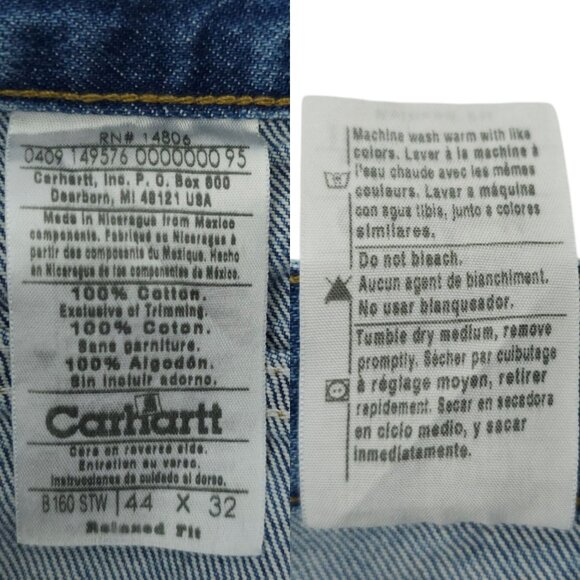 Carhartt Relaxed Fit B160 STW Jeans Mens 44x32 Medium Wash Denim Straight Leg - Picture 8 of 15